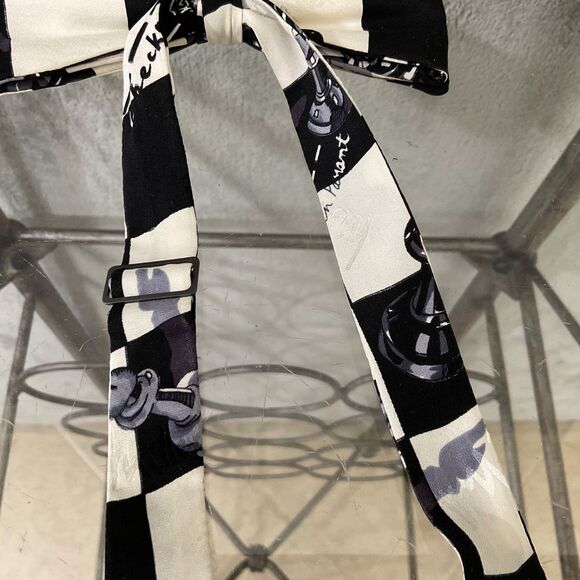 Nicole Miller Novelty Bowtie Pre-tied Men’s OS adjustable black white Chess play - Picture 3 of 9